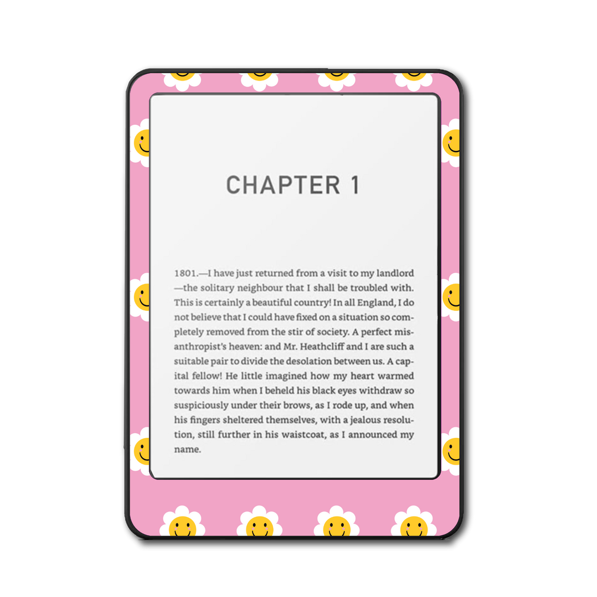 Smiley Daisy Kindle and Kobo e-reader skin front mockup