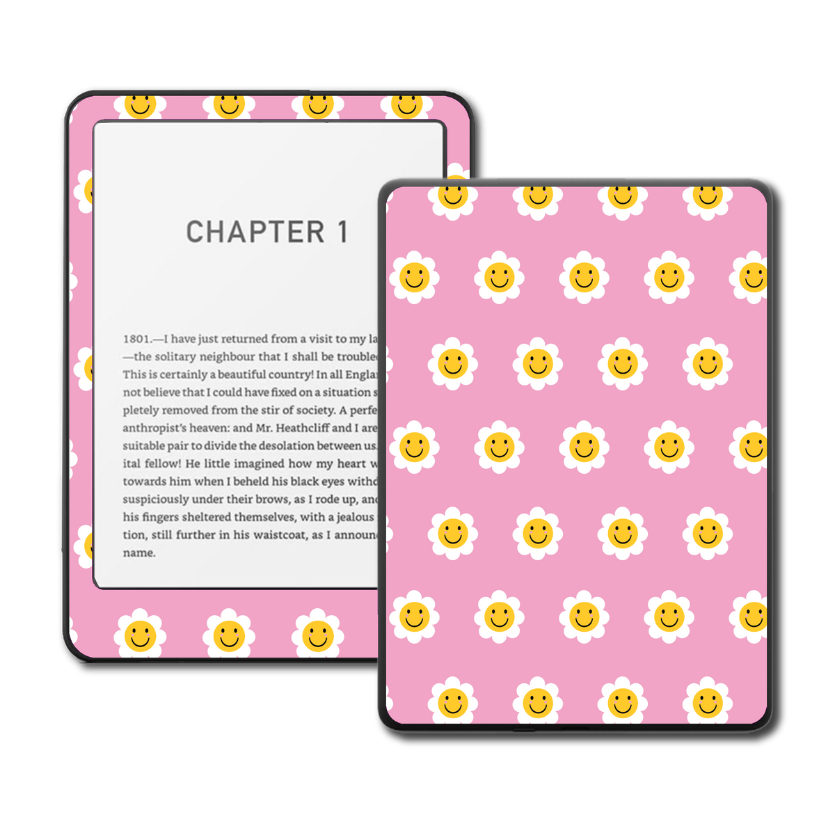 Smiley Daisy Kindle and Kobo e-reader skin mockup