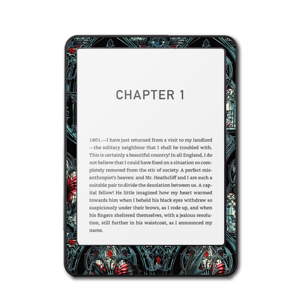Stained Wings e-reader skin front mockup