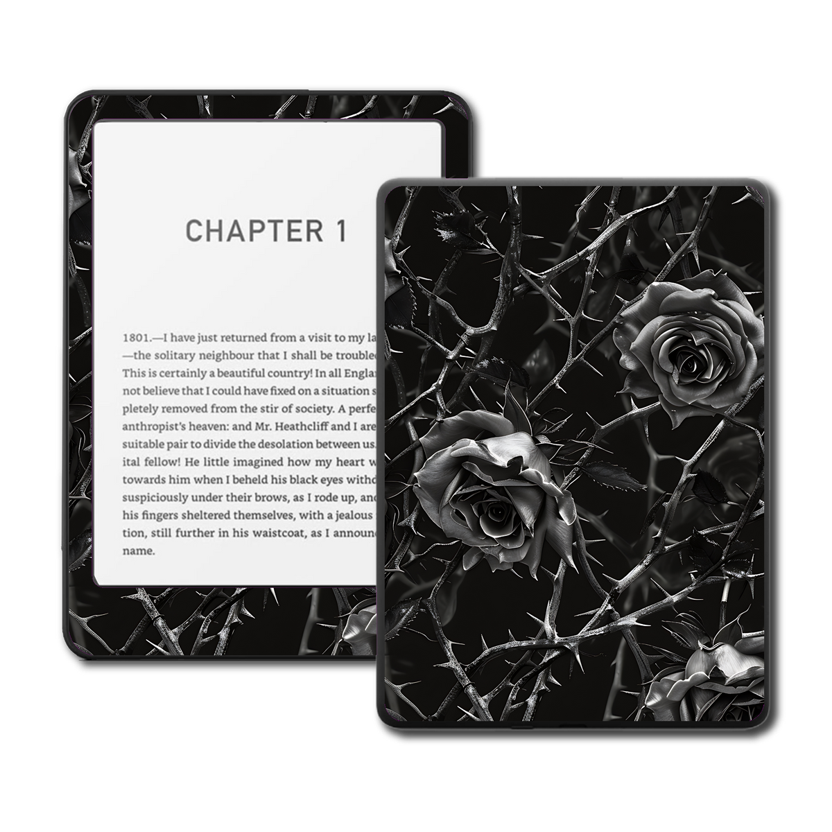 Thorned Noir Kindle and Kobo e-reader skin mockup