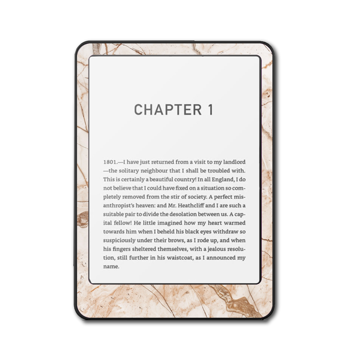 Warm Travertine Kindle and Kobo e-reader skin front view